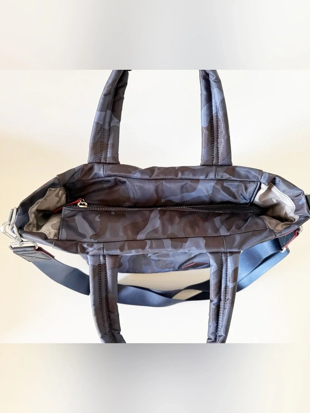 MZ Wallace Bleecker Tote Bag Blue Camouflage Nylon Travel Messenger - Picture 7 of 14